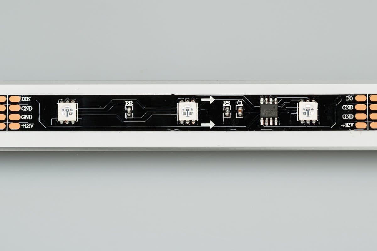 Arlight Светодиодная лента SPI-5000-AM 12V RGB (5060,150 LED x3,1804, Black) (Открытый, IP20) 024599 — миниатюра 1