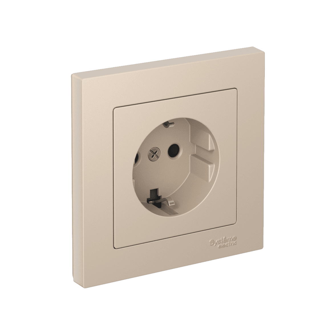 Systeme Electric AtlasDesign Песочный Розетка с заземлением со шторками, 16А, в сборе, быстрозажим. клем. — миниатюра 1