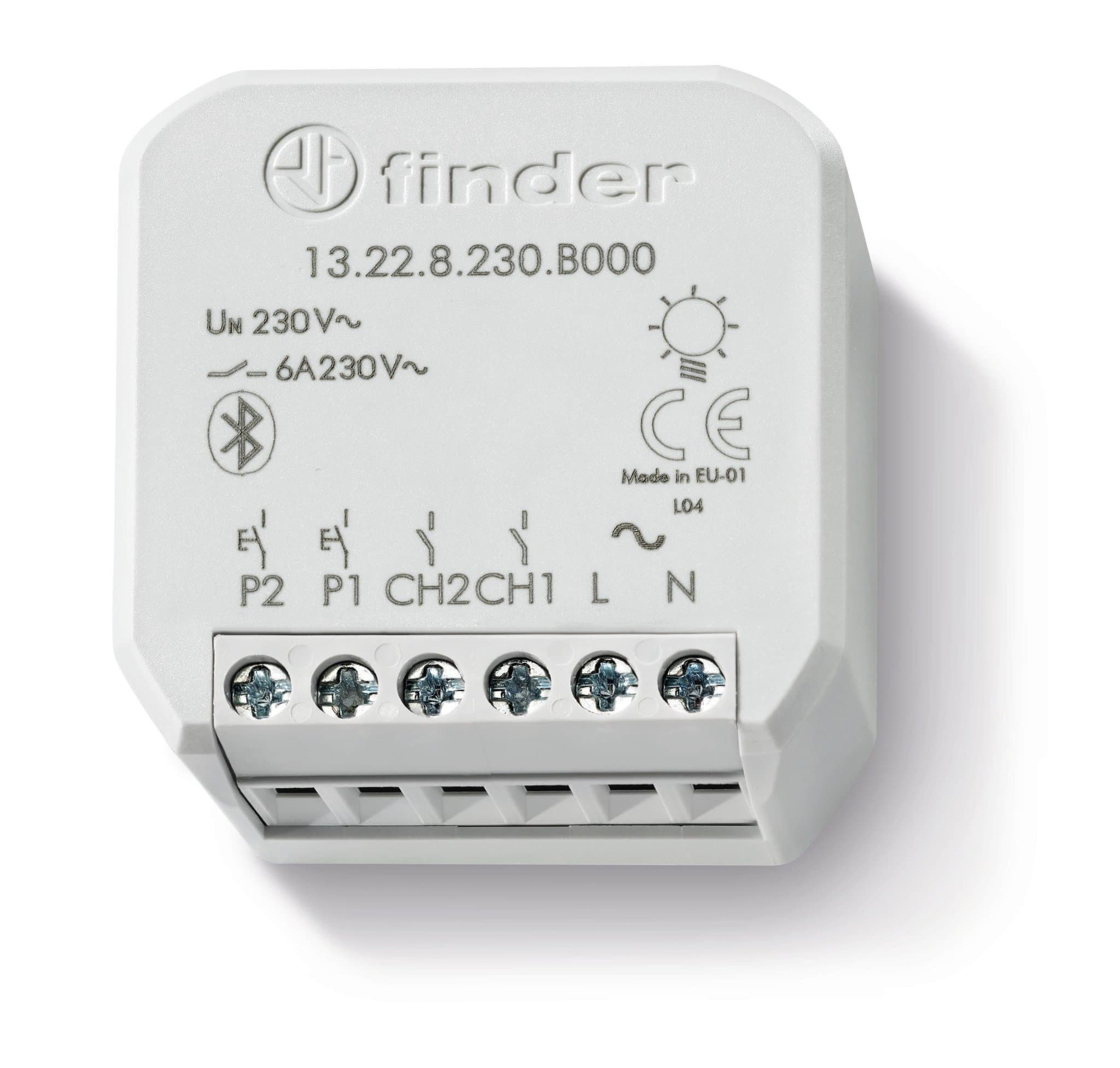 Finder Электронные многофункциональные реле, 2NO 6A; питание 230В АC; монтаж в коробке; BLE- Yesly; упаковка 1шт. 13228230B000PAS