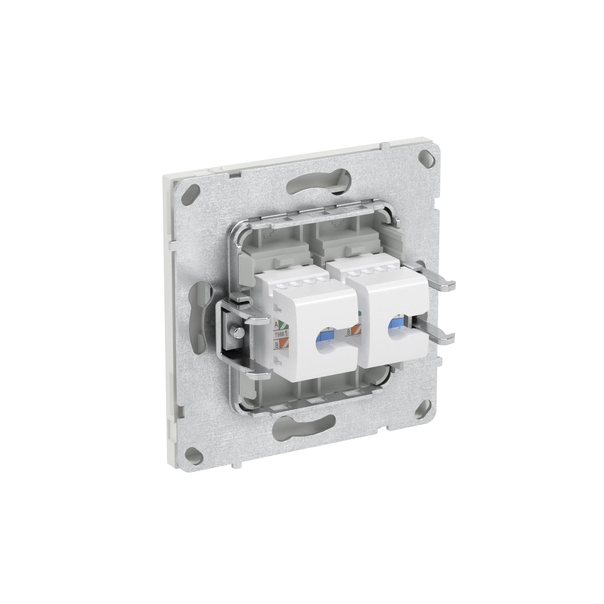 DKC KANT Компьютерная розетка RJ-45 без шторки, кат.6А двойная, белый песок — миниатюра 5
