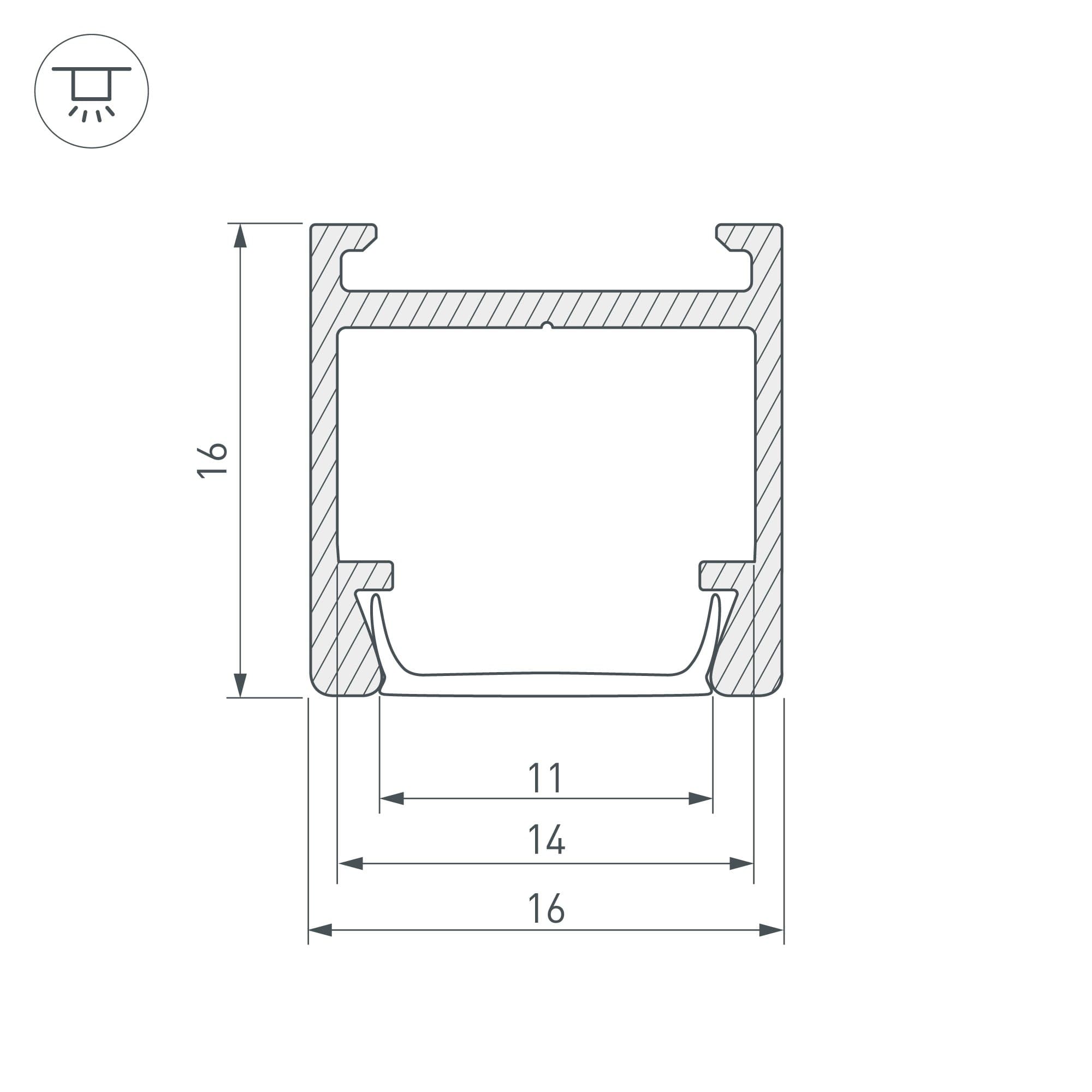 Arlight Профиль PDS-H16-2000 ANOD (Алюминий) 023858 — миниатюра 2
