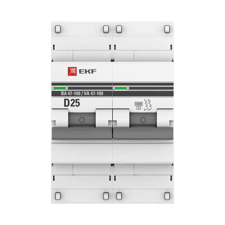 EKF PROxima ВА 47-100 Автоматический выключатель (D) 2P 25А 10kA mcb47100-2-25D-pro — миниатюра 3
