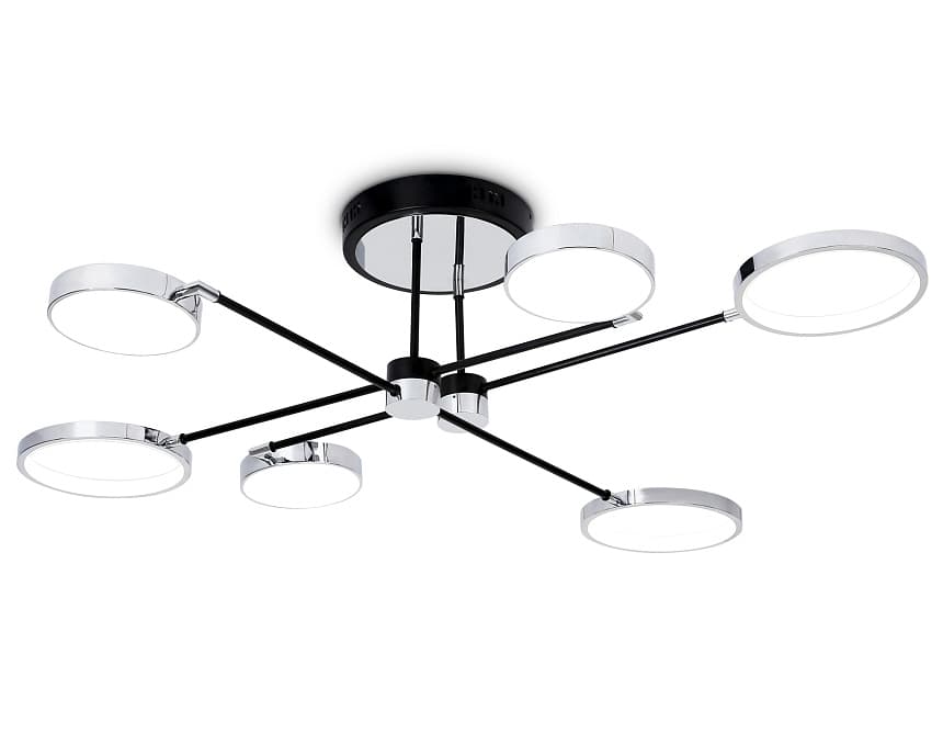 Ambrella Светильник светодиодный потолочный с пультом FL5155/6 BK/CH черный/хром 84W 3000K/4200K/6400K 1100*1000*265 (ПДУ ИК)