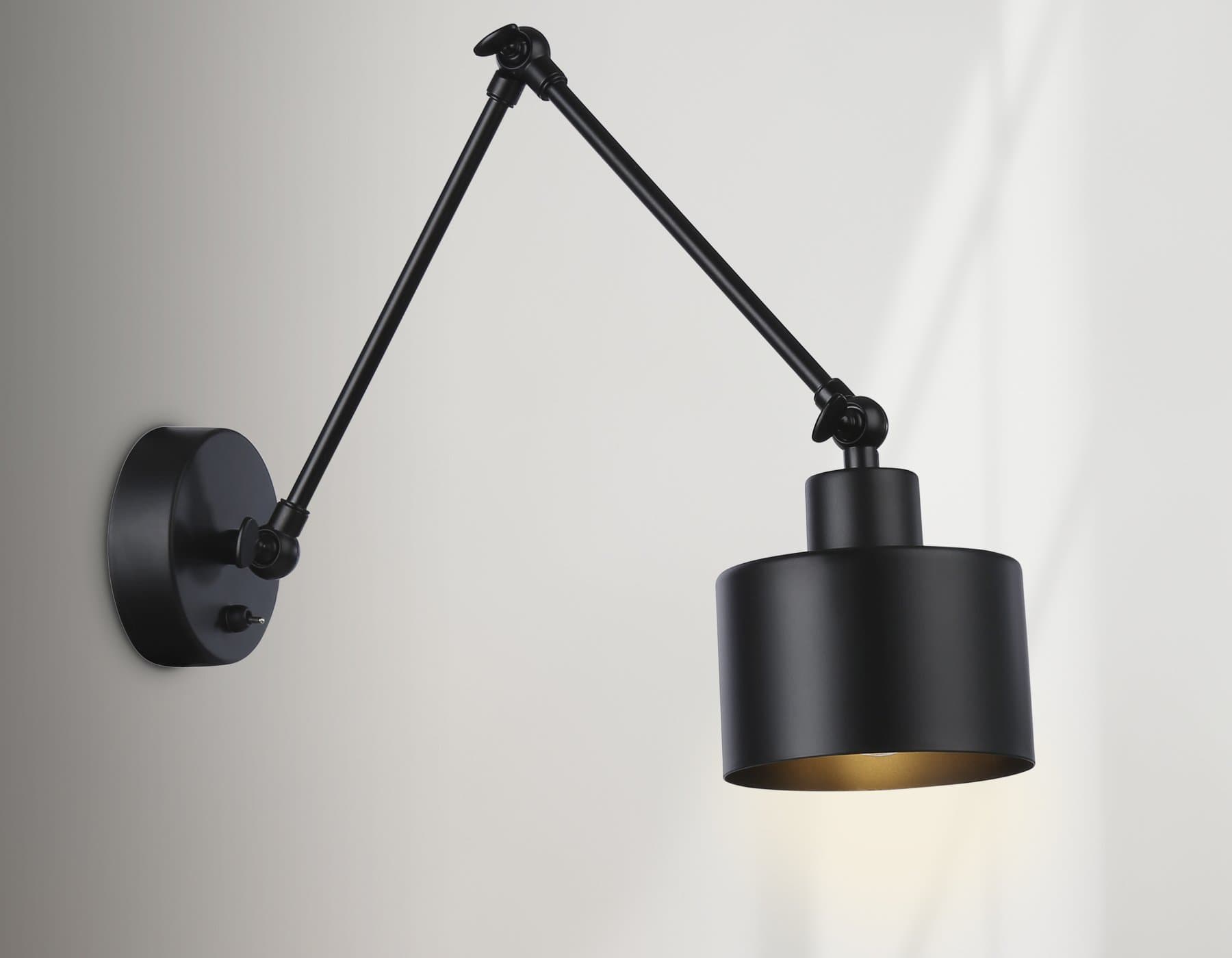 Ambrella Настенный светильник с выключателем в стиле лофт TR8148 BK черный E27 max 40W 340*120*490 — миниатюра 2