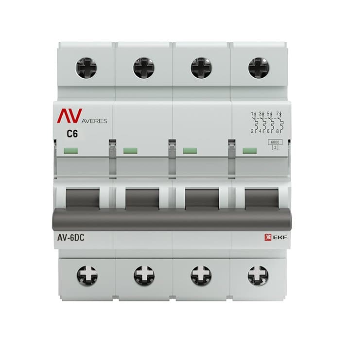EKF Averes Автоматический выключатель AV-6 DC 4P 6A (C) 6kA mcb6-DC-4-06C-av — миниатюра 2