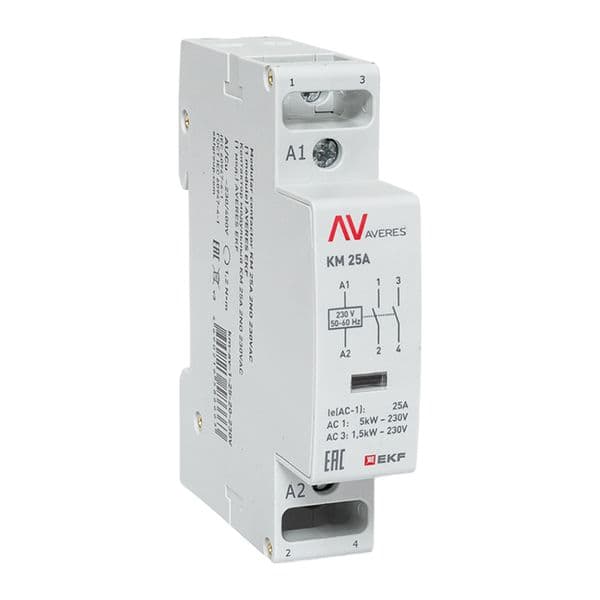 EKF Контактор модульный КМ 25А 2NO 230В АС (1 мод.) AVERES