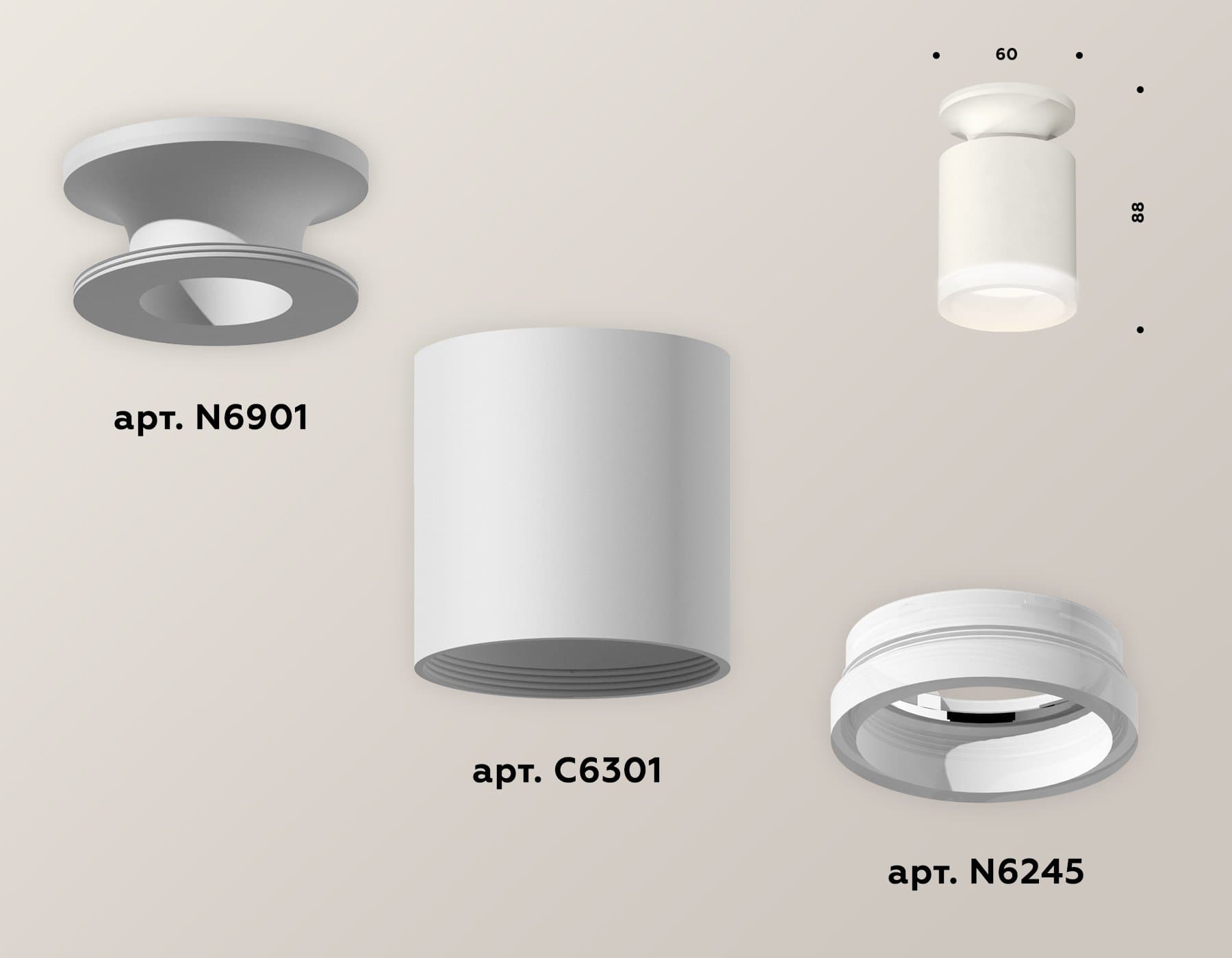 Ambrella Комплект накладного светильника XS6301103 SWH/FR белый песок/белый матовый MR16 GU5.3 (N6901, C6301, N6245) — миниатюра 2