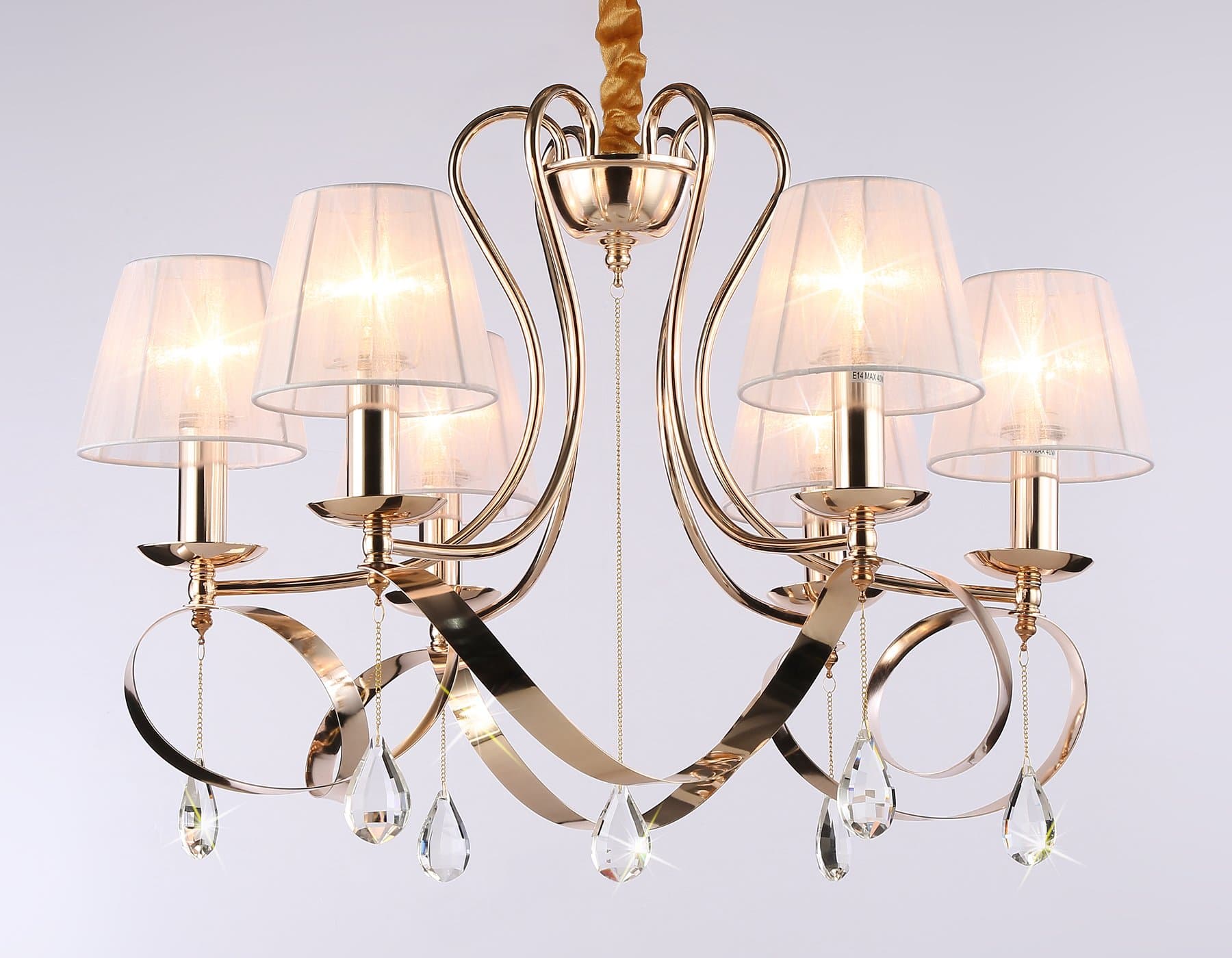 Ambrella Подвесная люстра с абажурами TR4546/6 GD/WH золото/белый E14/6 max 40W D660*430