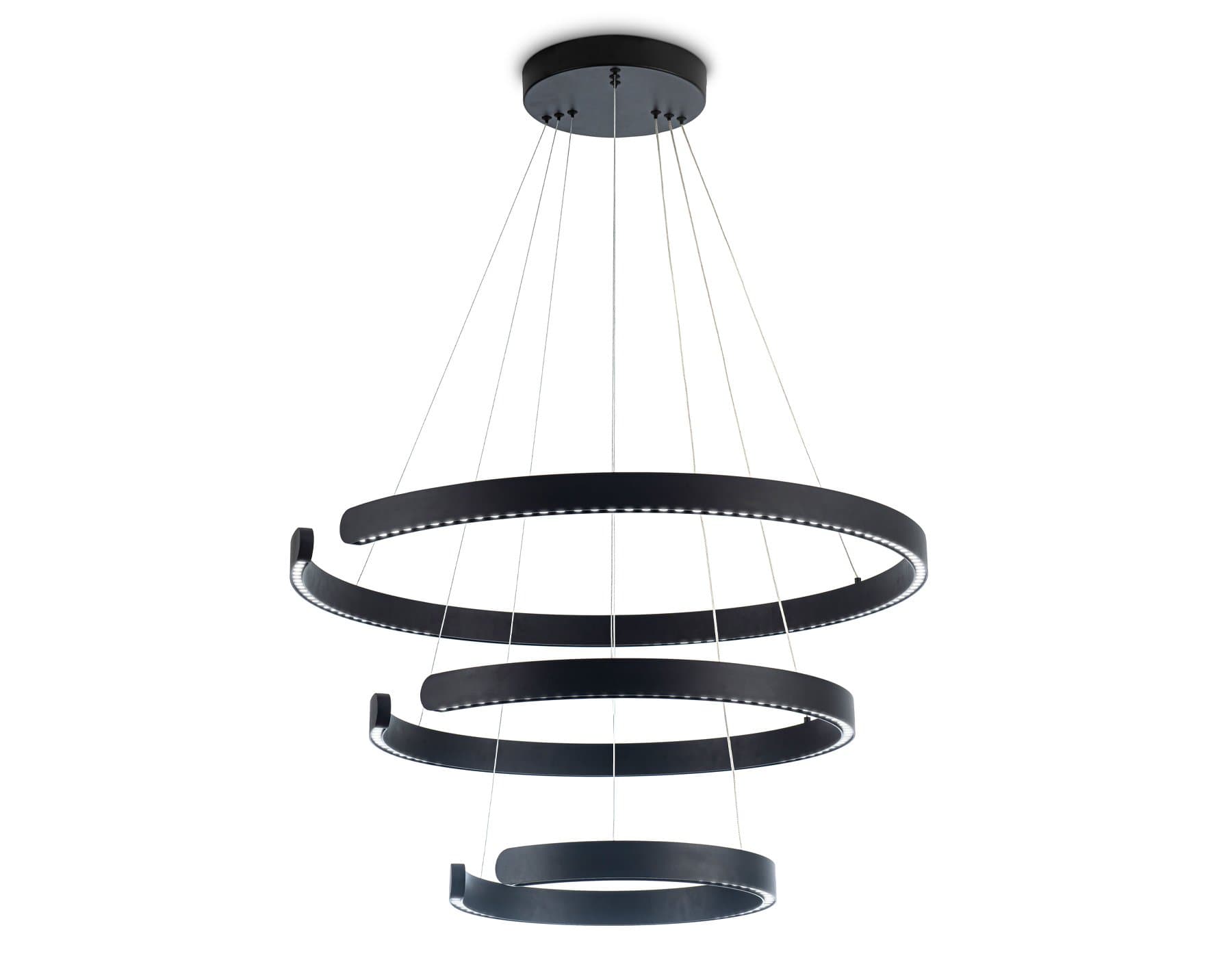 Ambrella Светильник подвесной светодиодный FL5888/3 BK черный 90W 3000K/4200K/6400K D800/600/400*1200 (без ПДУ) — миниатюра 2