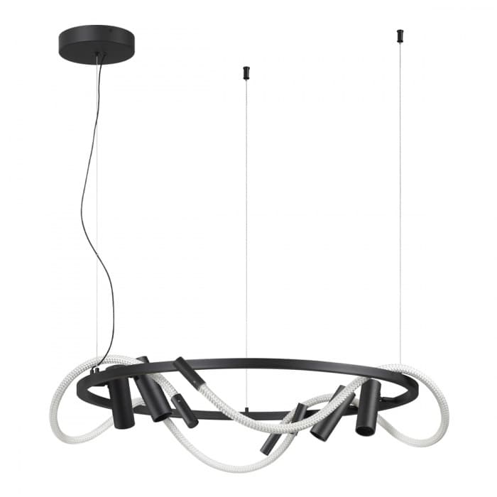 Odeon Light 4391/55L черный/металл/канат Подвесной св-к IP20 LED 50W 2020Лм 4000K CORDA