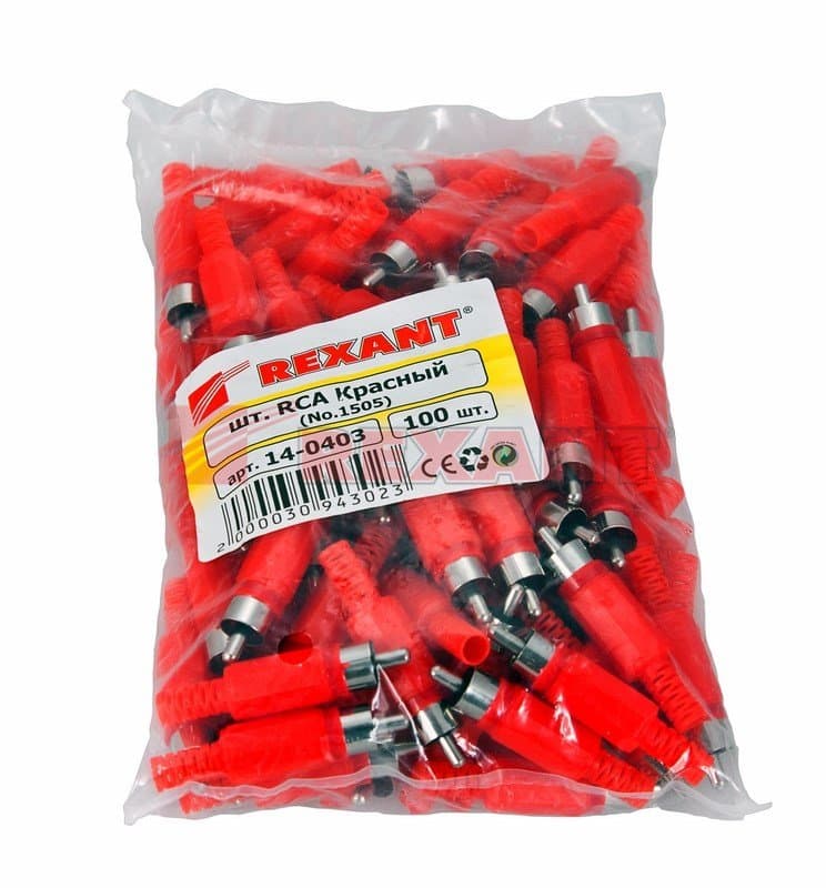 Разъем штекер RCA "Красный" пайка Rexant 14-0403 — миниатюра 3
