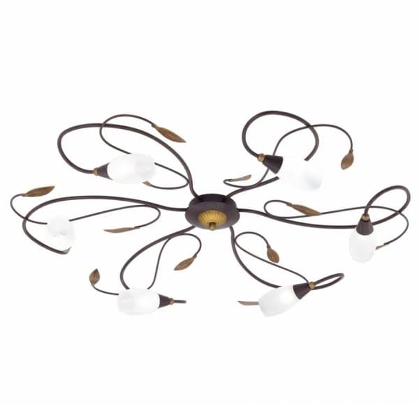 Eglo Люстра GERBERA 1, 6х33W (G9), ?780, коричневый антик/белое стекло 90697