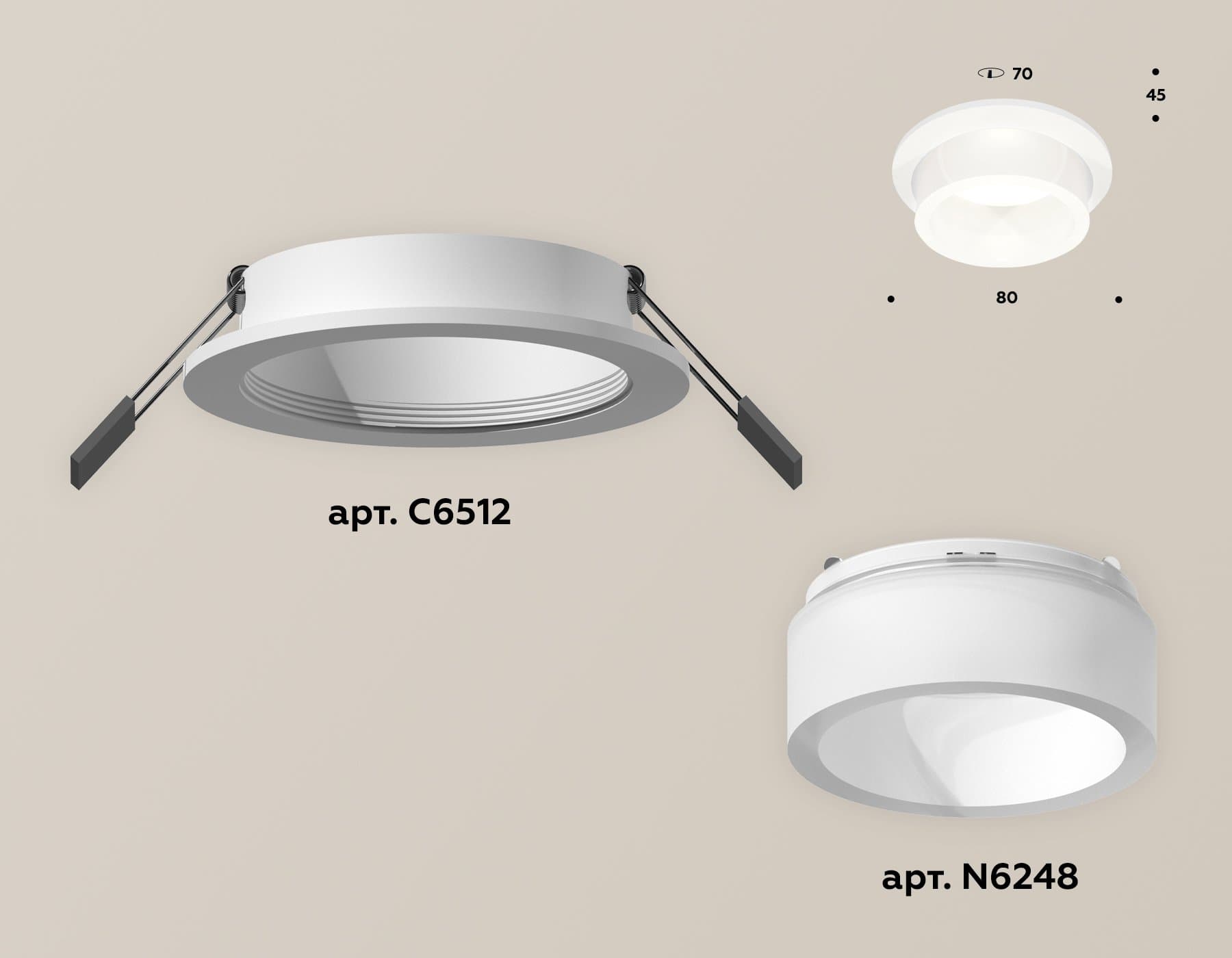 Ambrella Комплект встраиваемого светильника с акрилом XC6512066 SWH/FR белый песок/белый матовый MR16 GU5.3 (C6512, N6248) — миниатюра 2
