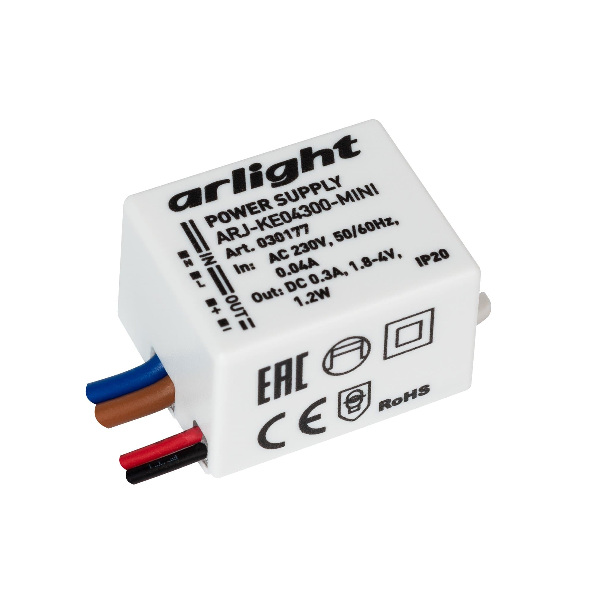 Arlight Блок питания ARJ-KE04300-MINI (1.2W, 300mA) (IP20 Пластик, 5 лет) 030177 — миниатюра 1
