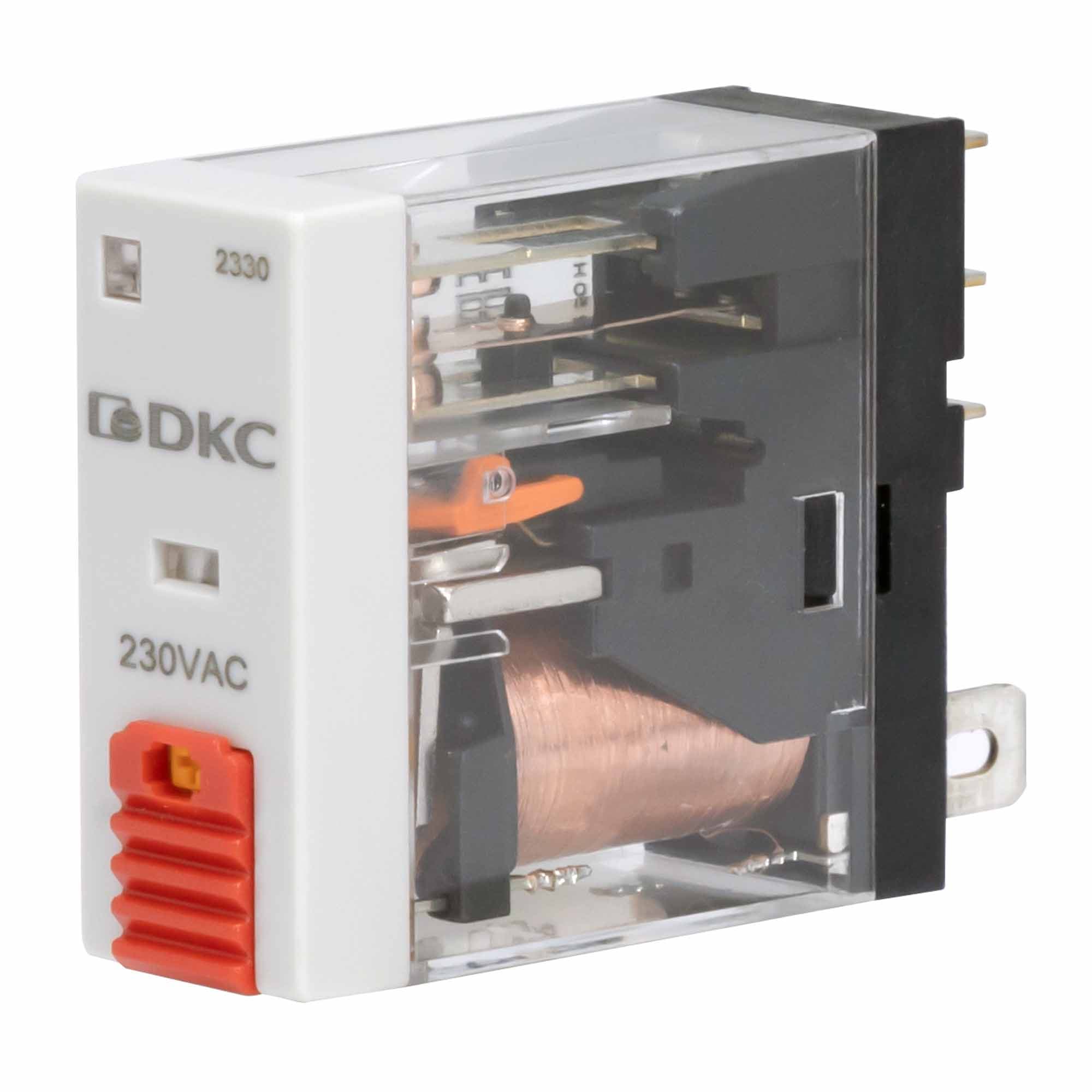 DKC Реле миниатюрное промышленное, 1CO, ком. ток 12А, AgSnO2, напряжение 24V AC, опция: тест-кнопка+светодиод
