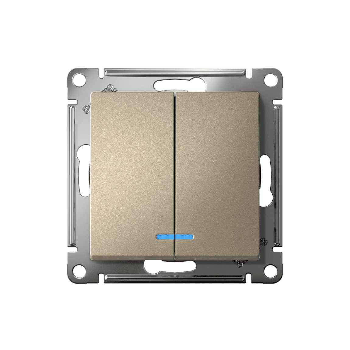 Systeme Electric AtlasDesign Шампань Выключатель 2-клавишный с подсвет.,сх.5а, 10АХ,мех., быстрозажим. клем. — миниатюра 4