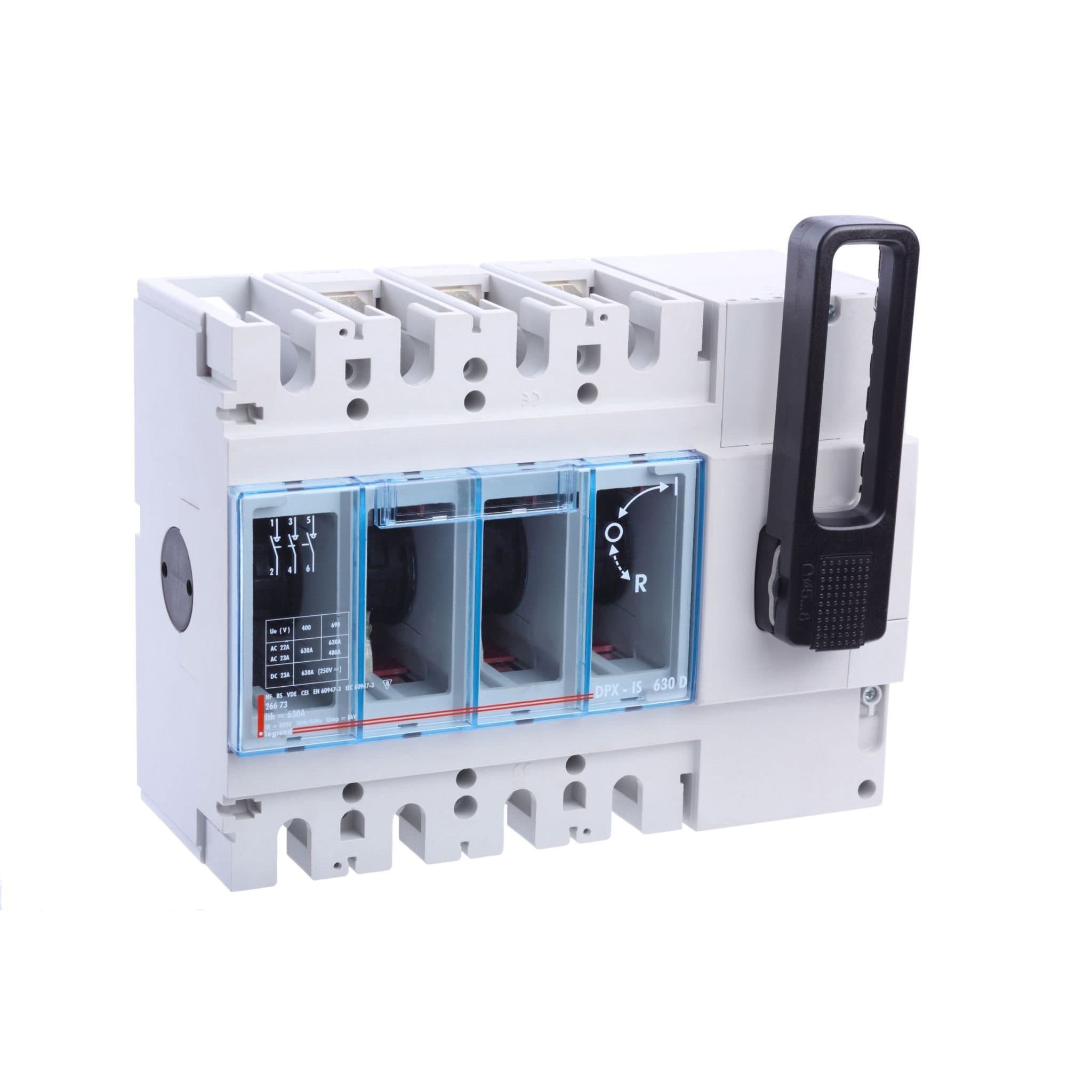Legrand DPX-IS 630 Выключатель-разъединитель 3P 630A с дистанционным отключением, рукоятка спереди 026673 — миниатюра 3