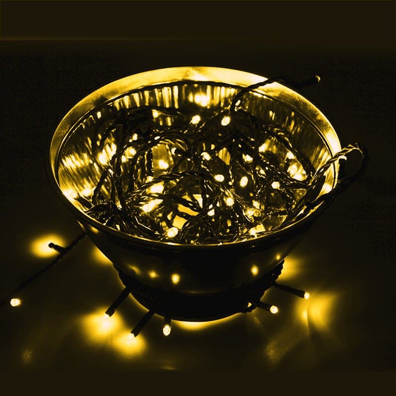 NEON-NIGHT Гирлянда Нить 10м, постоянное свечение, чёрный ПВХ, 230В, цвет: Золото 305-178