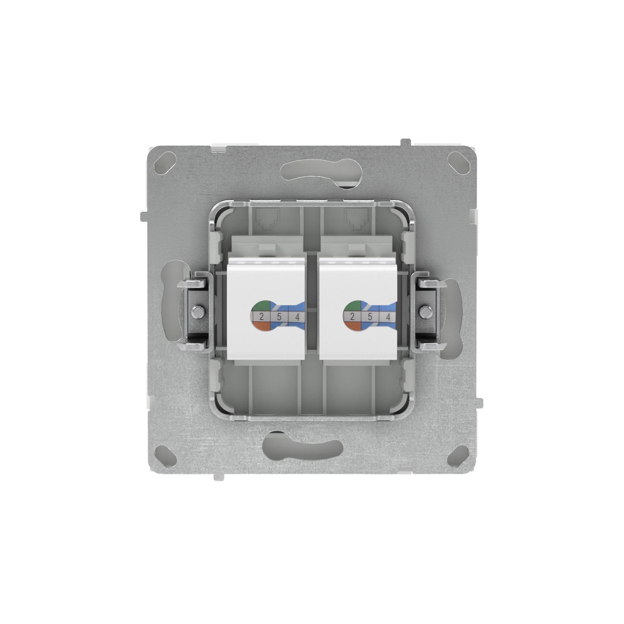 DKC KANT Компьютерная розетка RJ-45 без шторки, кат.6А двойная, белый песок — миниатюра 3