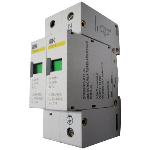 IEK KARAT Ограничитель имп. перенапр. ОПС1-C 2Р In=20kA Un=400B Im=40kA — миниатюра 2