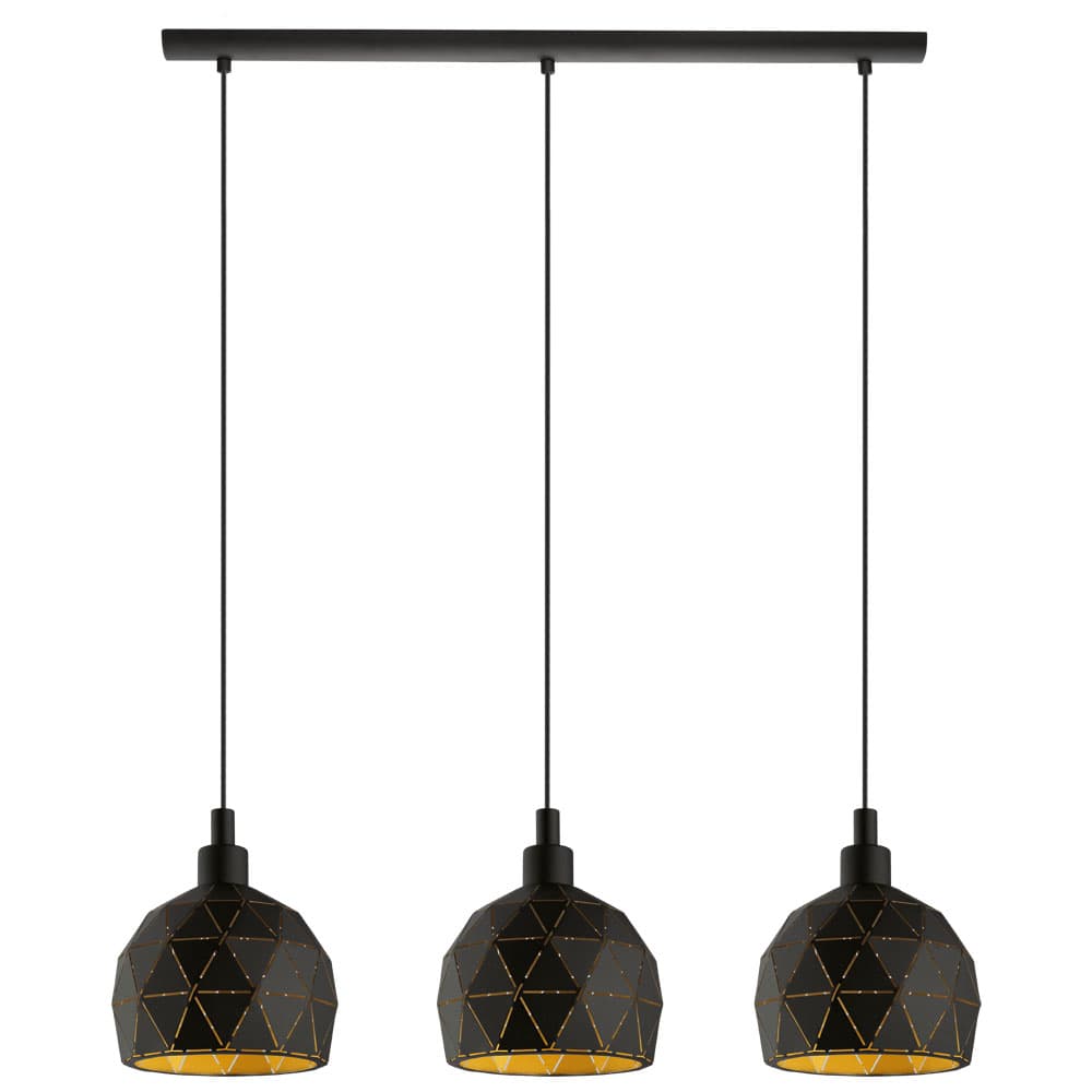 Eglo 97846 Подвес ROCCAFORTE, 3х40W (E14), L750, B170, H1100, cталь, черный, золотой