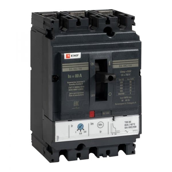 EKF PROxima Автоматический выключатель ВА-99C (Compact NS) 100/ 80А 3P 36кА