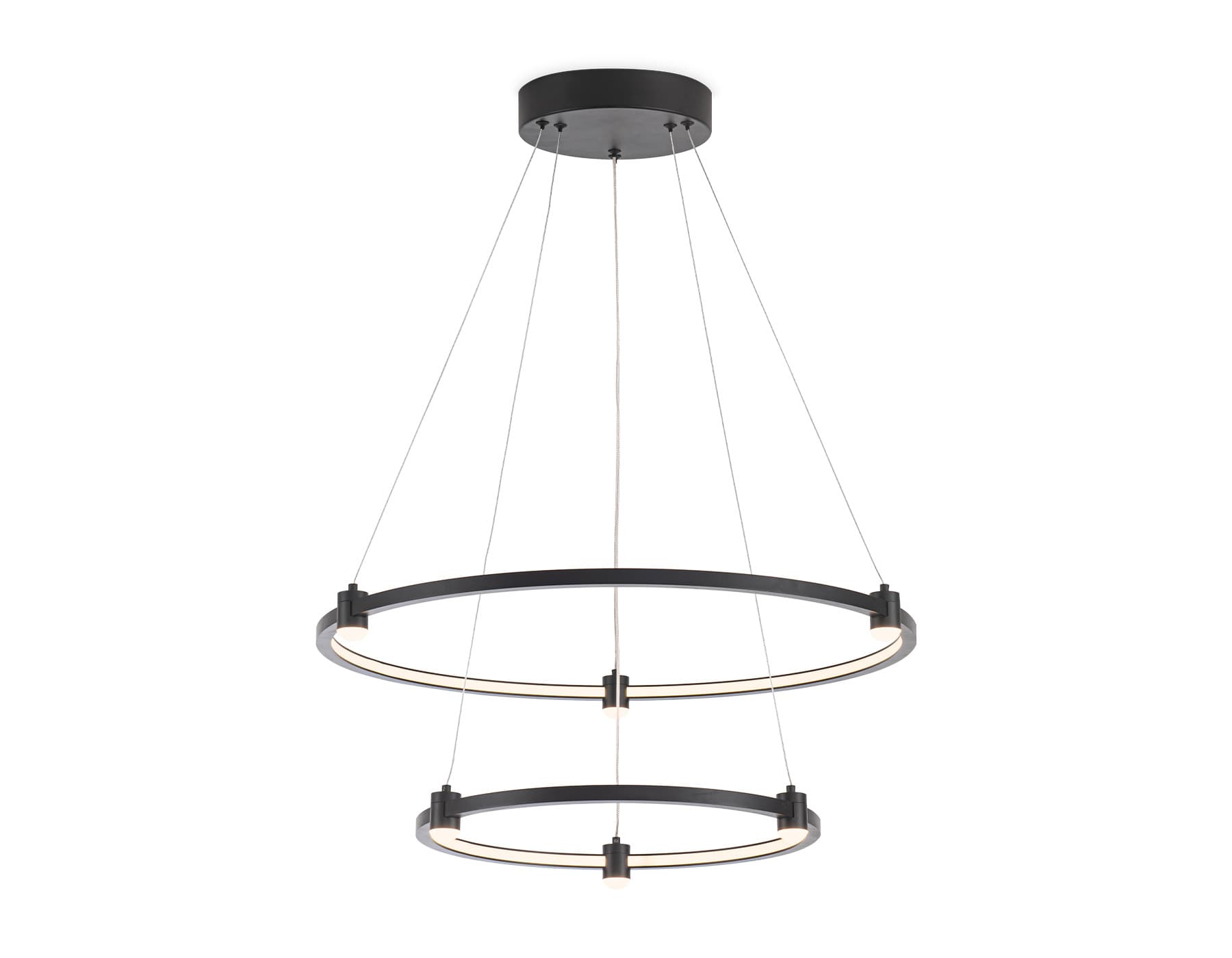 Ambrella Светильник подвесной светодиодный FL5506/2+6 BK черный 45W 3000K/4200K/6400K D600/400*1300 (без ПДУ) — миниатюра 2