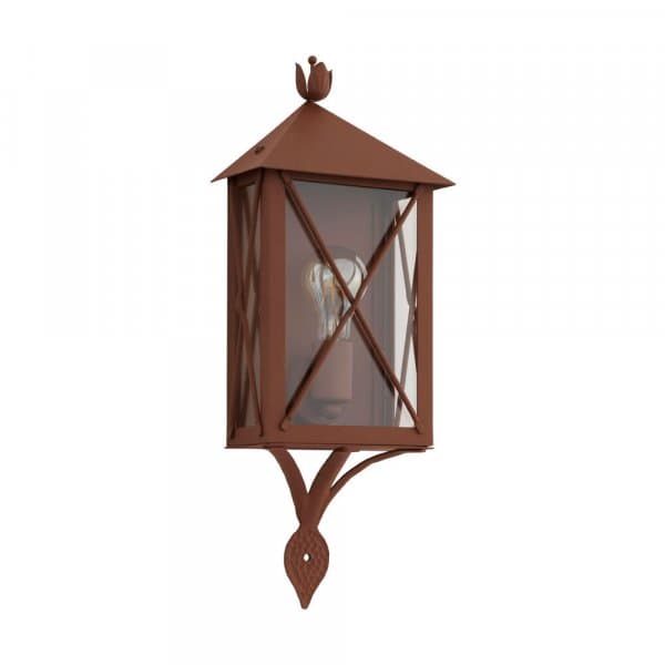 Eglo 64756 Уличный настенный светильник GAUDESI, 1X60W(E27), сталь оцинкованный, коричневый антик/ стекло, прозрачный — миниатюра 1