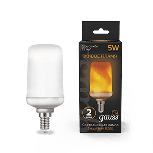 Gauss Лампа T65 5W 20-80lm 1500K E14 Flame LED 157401105
