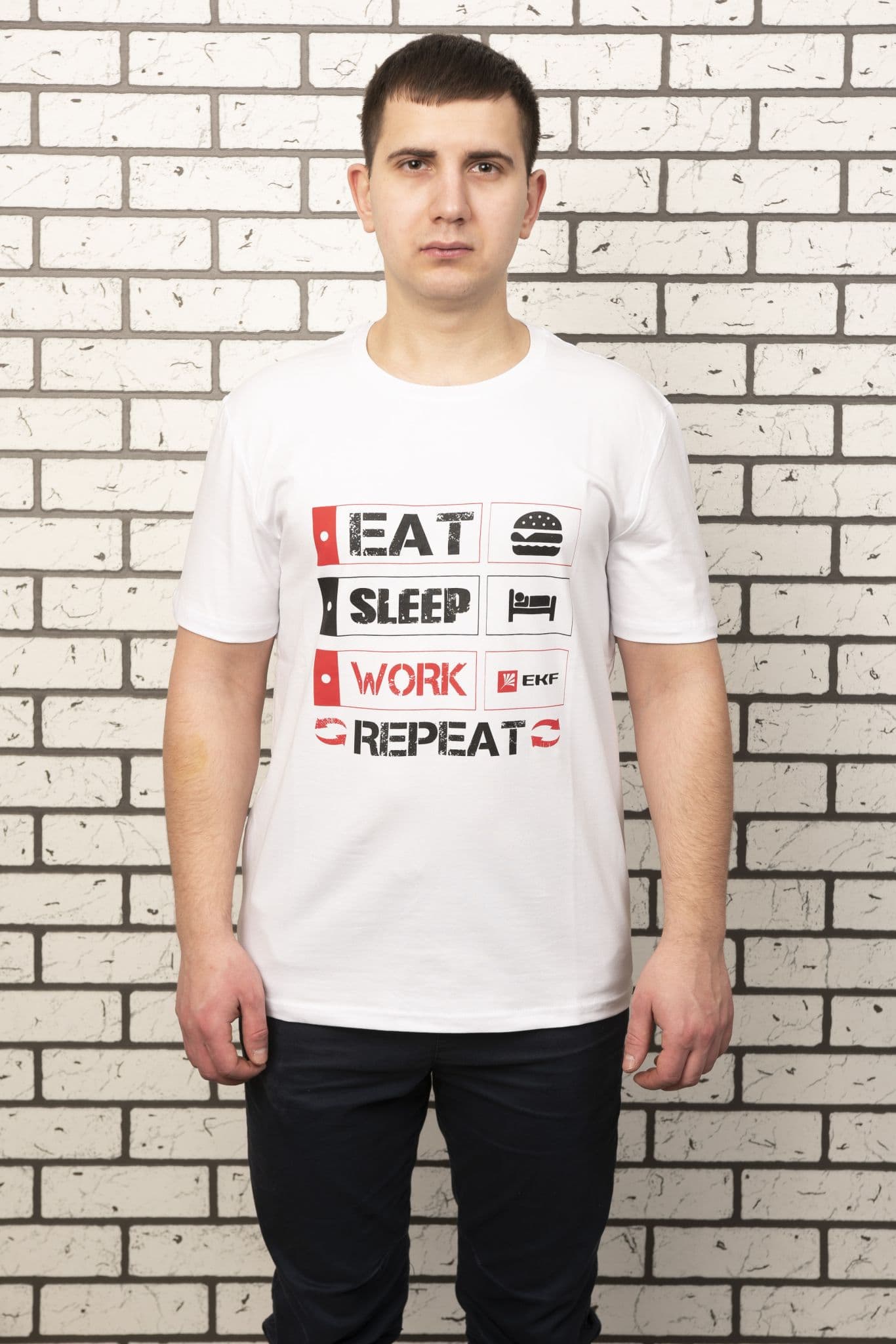 EKF Футболка белая EAT, SLEEP, WORK L — миниатюра 2