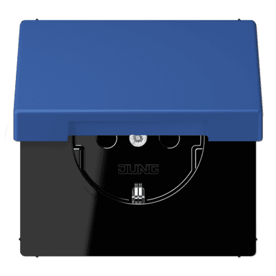 JUNG LS 990 Bleu outremer 59(4320K) Розетка с/з с защитными шторками с крышкой безвинт. зажим LC1520KIKL4320K