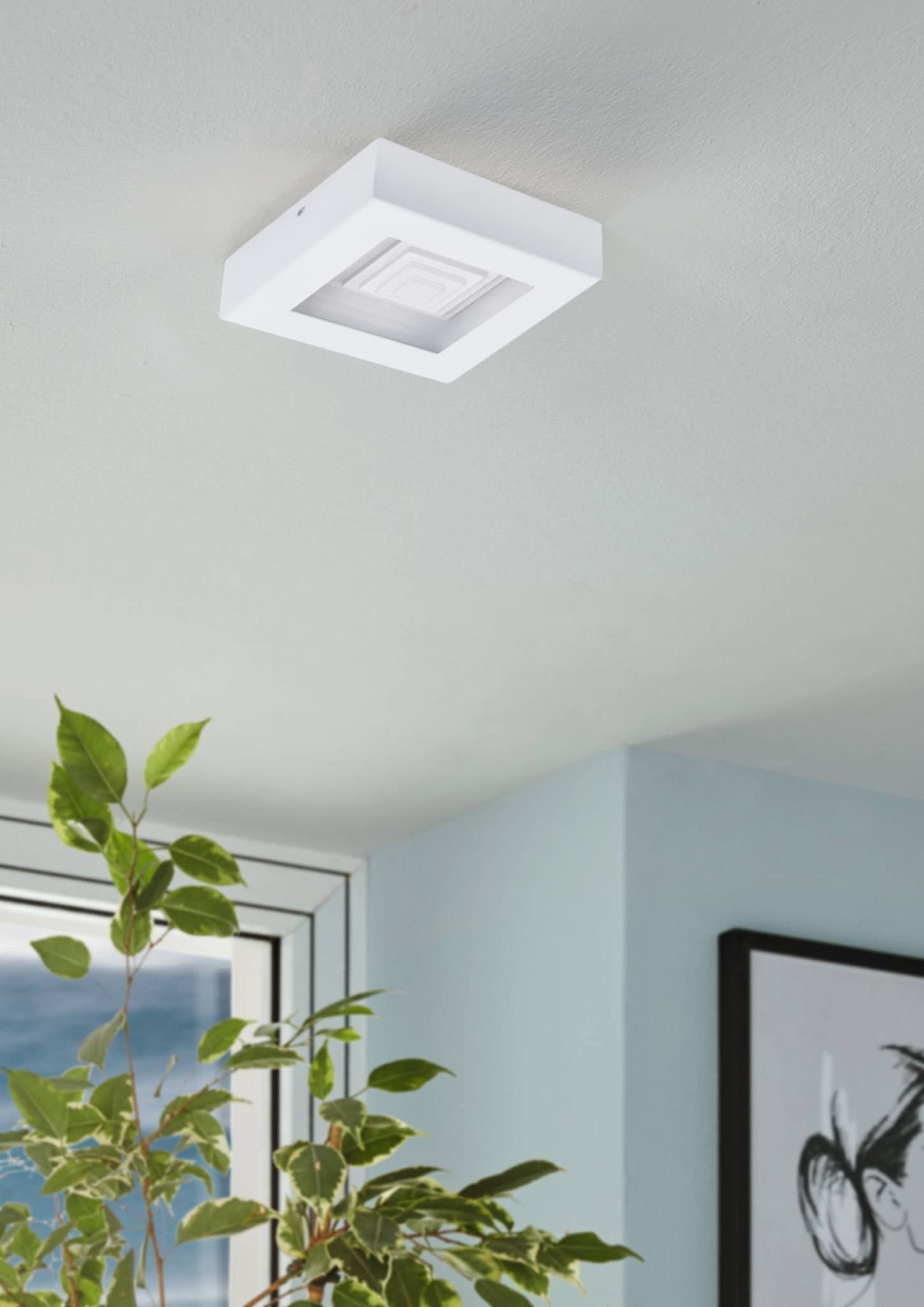 Eglo 96791 Светодиодный настенно-потолочный светильник FERREROS, 1X6,3W(LED), 140X140, H60, сталь/белый — миниатюра 2