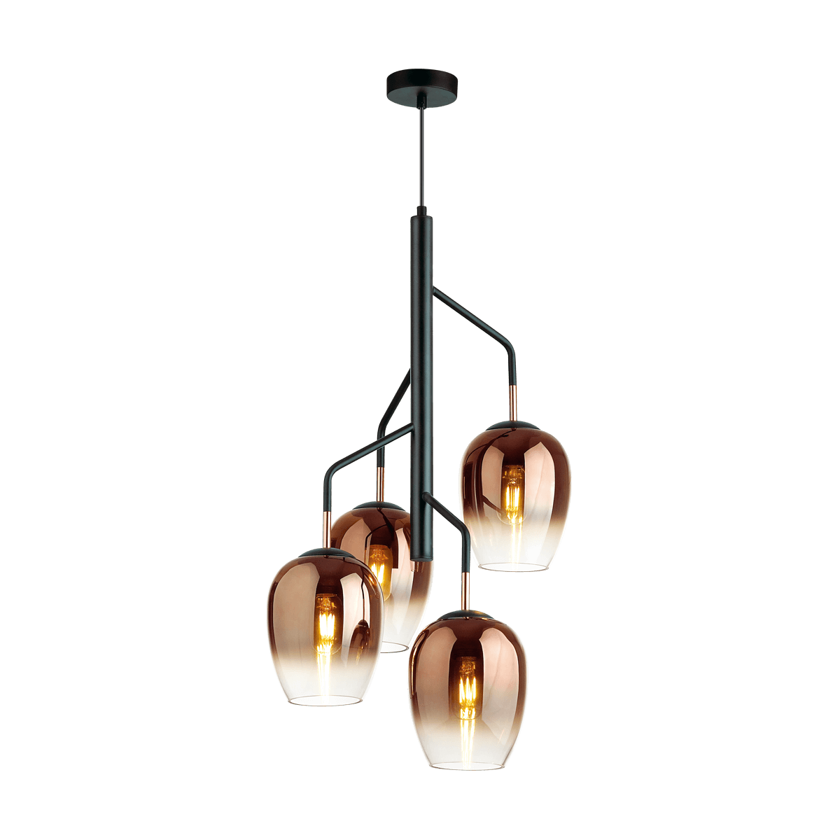 Odeon Light 4760/4 ODL21 медный/черный Люстра E27 4*60W PALTA — миниатюра 2