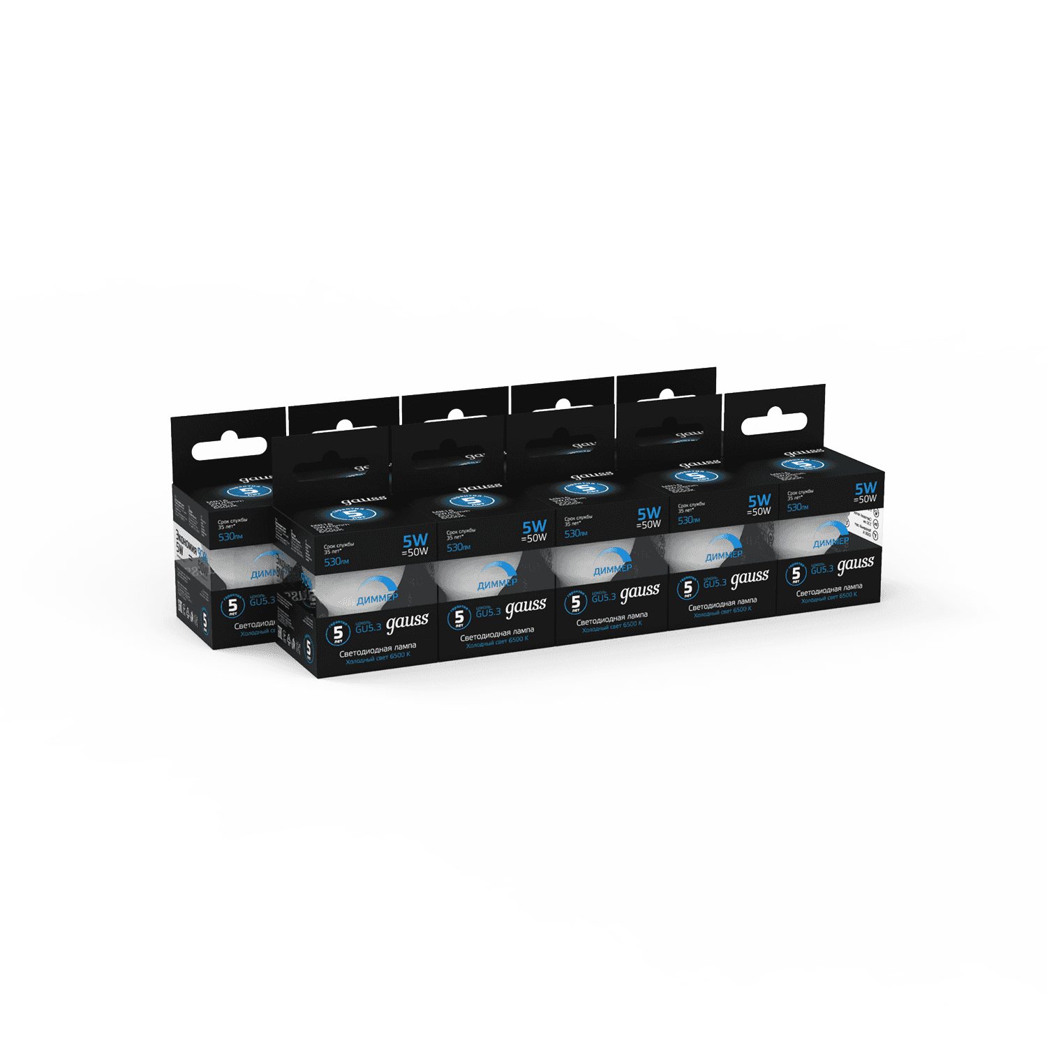 Gauss Лампа MR16 5W 530lm 6500K GU5.3 диммируемая LED 1/10/100 101505305-D — миниатюра 4