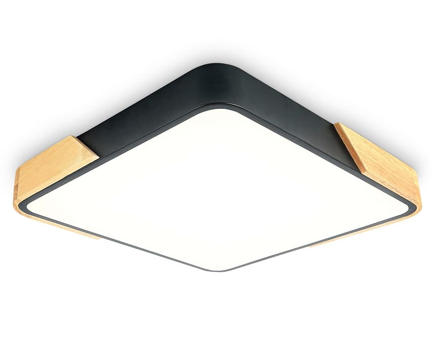Ambrella Потолочный светодиодный светильник FZ1317 BK/LW черный/светлое дерево 45W 5000K 500*500*50 (без ПДУ)