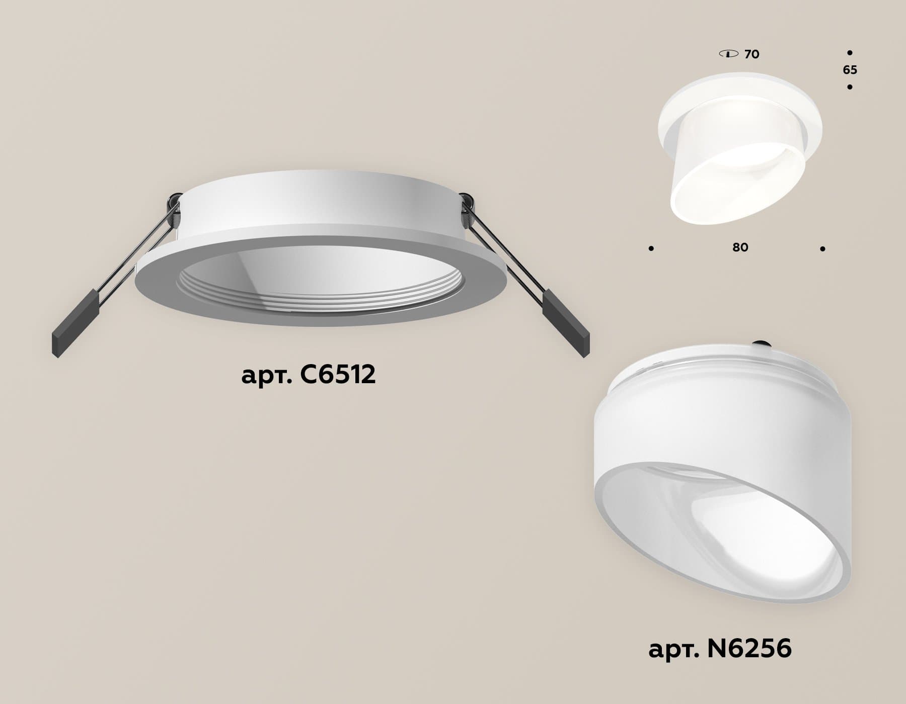 Ambrella Комплект встраиваемого светильника с акрилом XC6512068 SWH/FR белый песок/белый матовый MR16 GU5.3 (C6512, N6256) — миниатюра 2