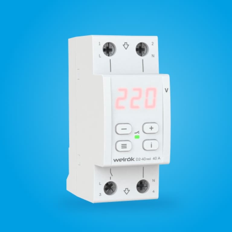 Welrok D2-40 red Реле напряжения 40 А (max 50 A) 8 800 ВА, 3х клеммные — миниатюра 6