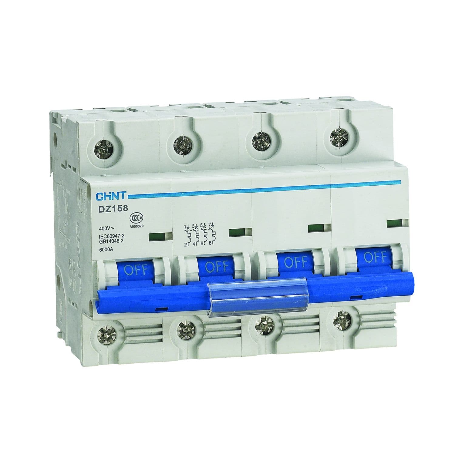 CHINT Автоматический выключатель DZ158-125H 4P 100A 10kA х-ка (8-12In) (R) 158096