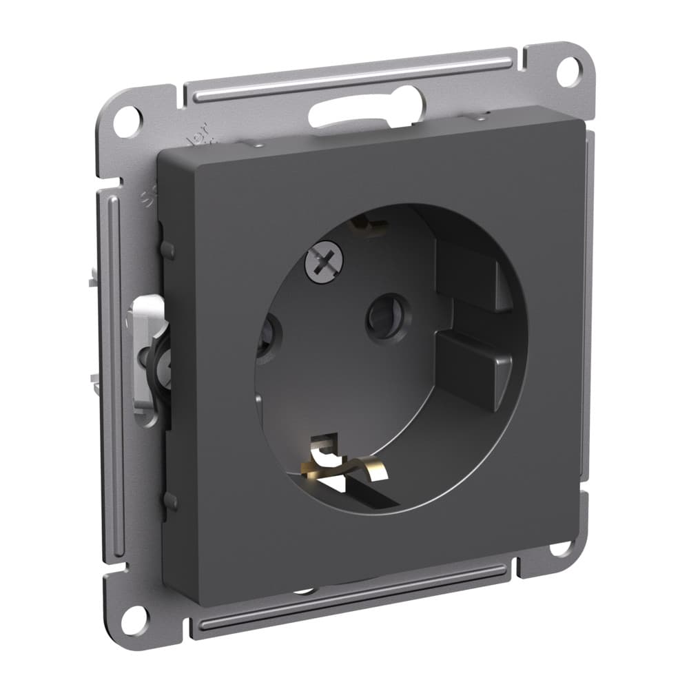 Systeme Electric AtlasDesign Базальт Розетка с/з со шторками, 16А, механизм