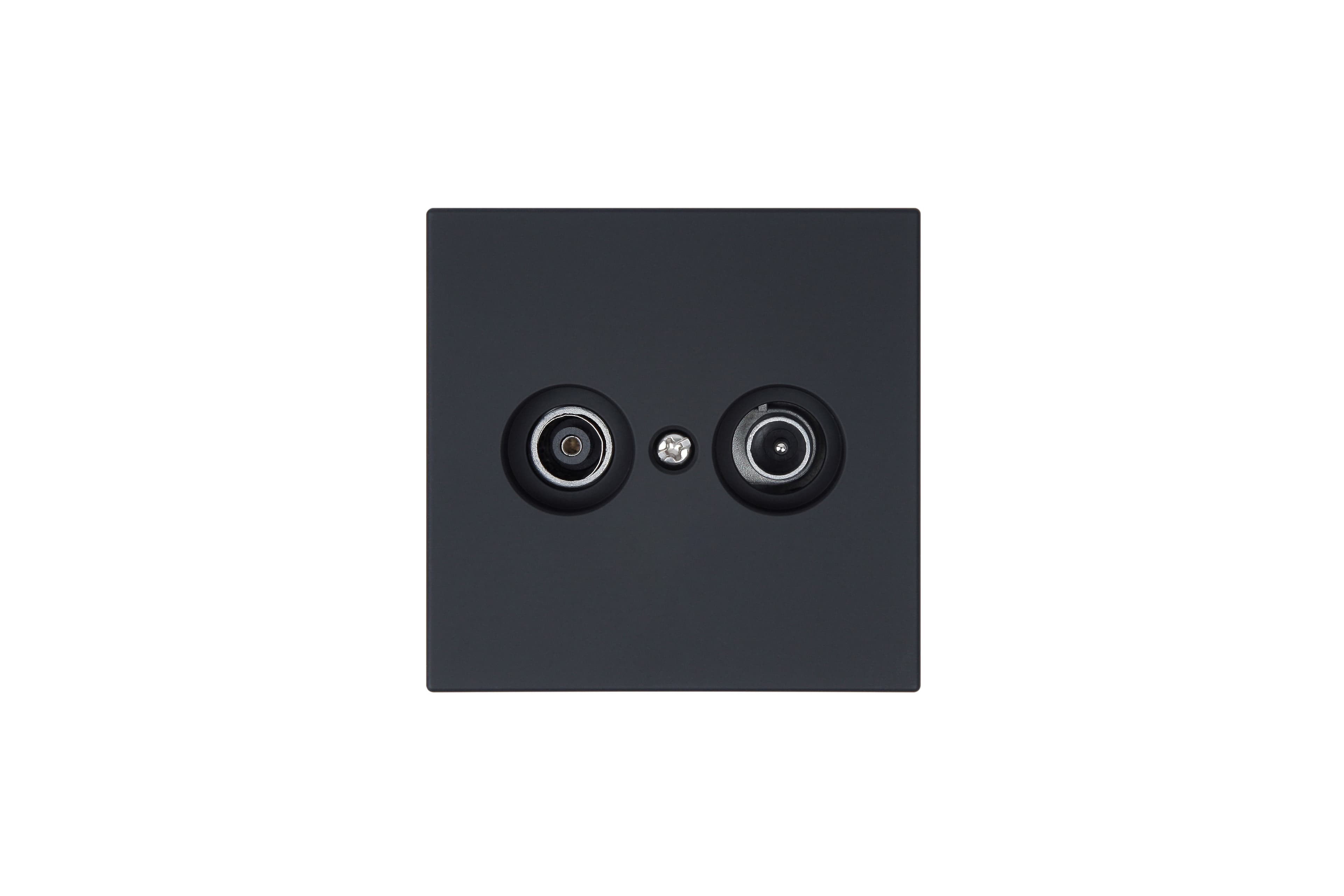Jasmart FD Черный матовый (soft touch) Розетка TV+FM Φ9.5mm проходная