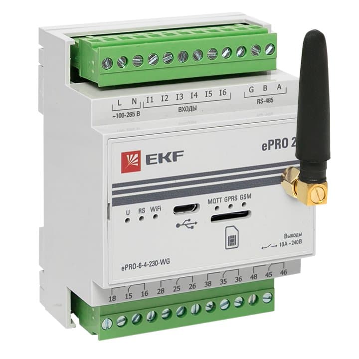 EKF PROxima Контроллер базовый ePRO 24 удаленного управления 6вх\4вых 230В WiFi GSM с внешней антенной — миниатюра 1