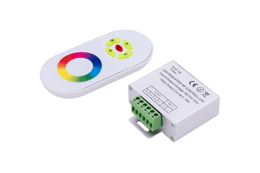 SWG Led controller touch DELUCE 18А, 12/24 Вольт  5 кнопок  и сенсорное кольцо, RF-RGB-S5-18A