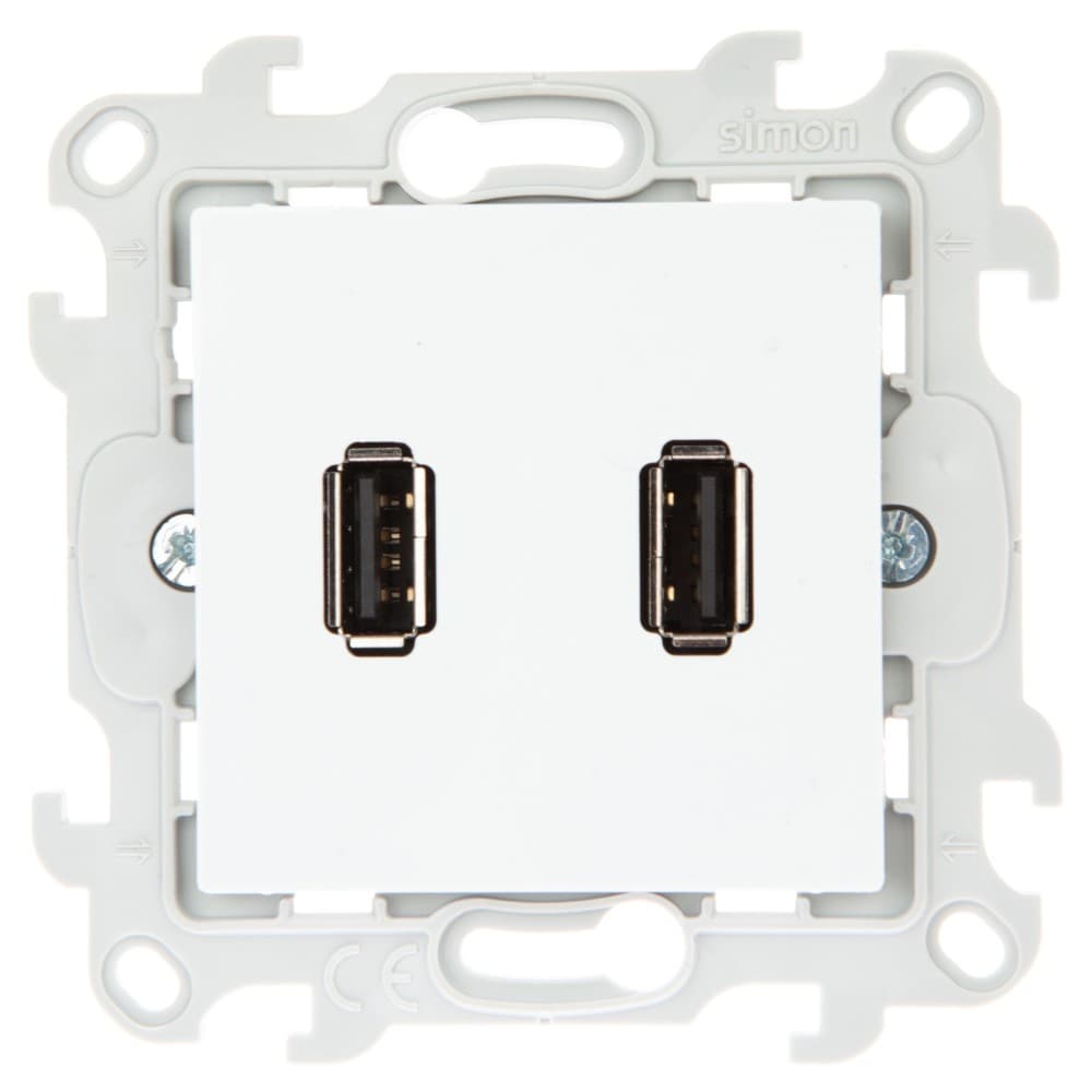 Simon 24 Белый Коннектор 2хUSB 2.0 тип A 2411090-030