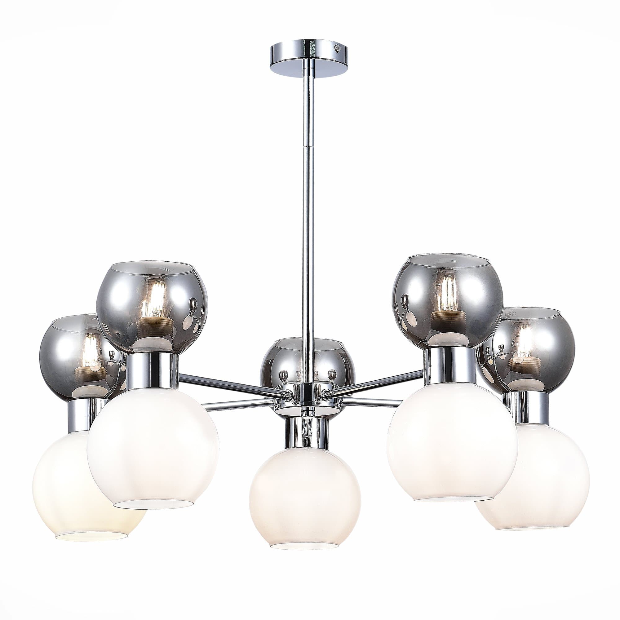 Evoluce SLE1138-102-10 Люстра потолочная Хром/Белый, Дымчатый E27 10*60W