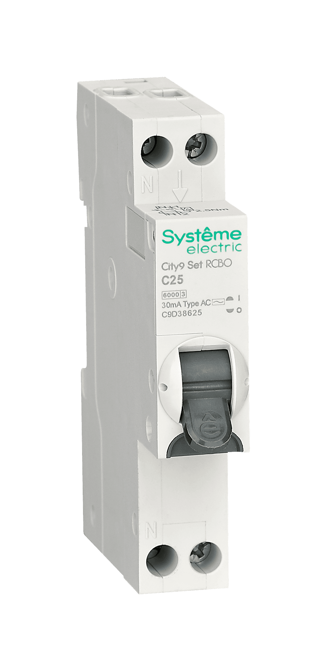 Systeme Electric City9 АВДТ 1П+Н C25 6000A 30мА AC 18мм