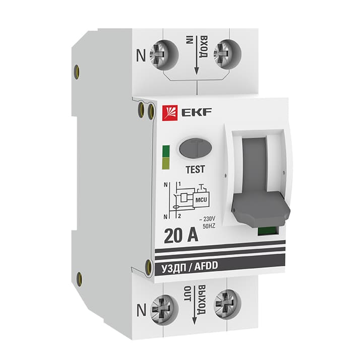 Устройство защиты от дугового пробоя (УЗДП) 1P+N 20А EKF PROxima afdd-2-20-pro