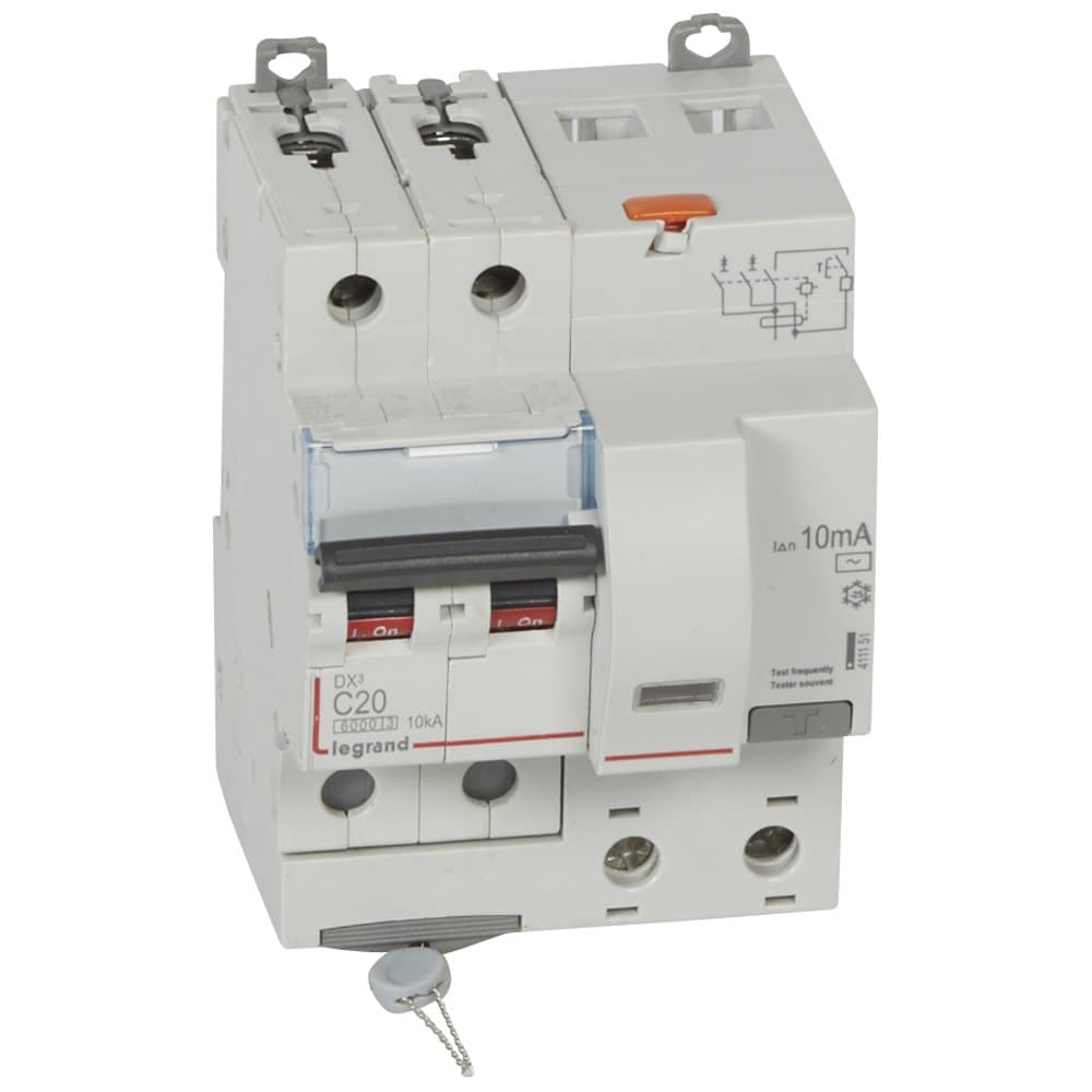Legrand DX3 Автоматический выключатель дифференциального тока 2P 20А (С) 10MA-AC 4м 411151