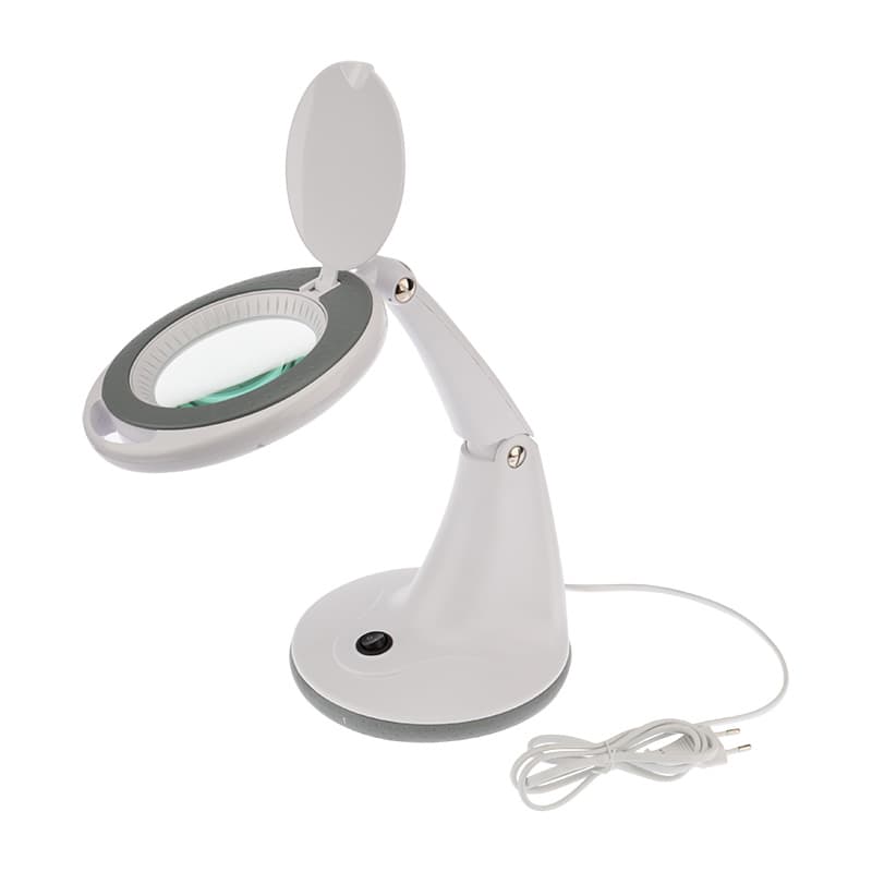Лупа настольная 3D+12D с подсветкой 48LED, белая Rexant 31-0245 — миниатюра 1