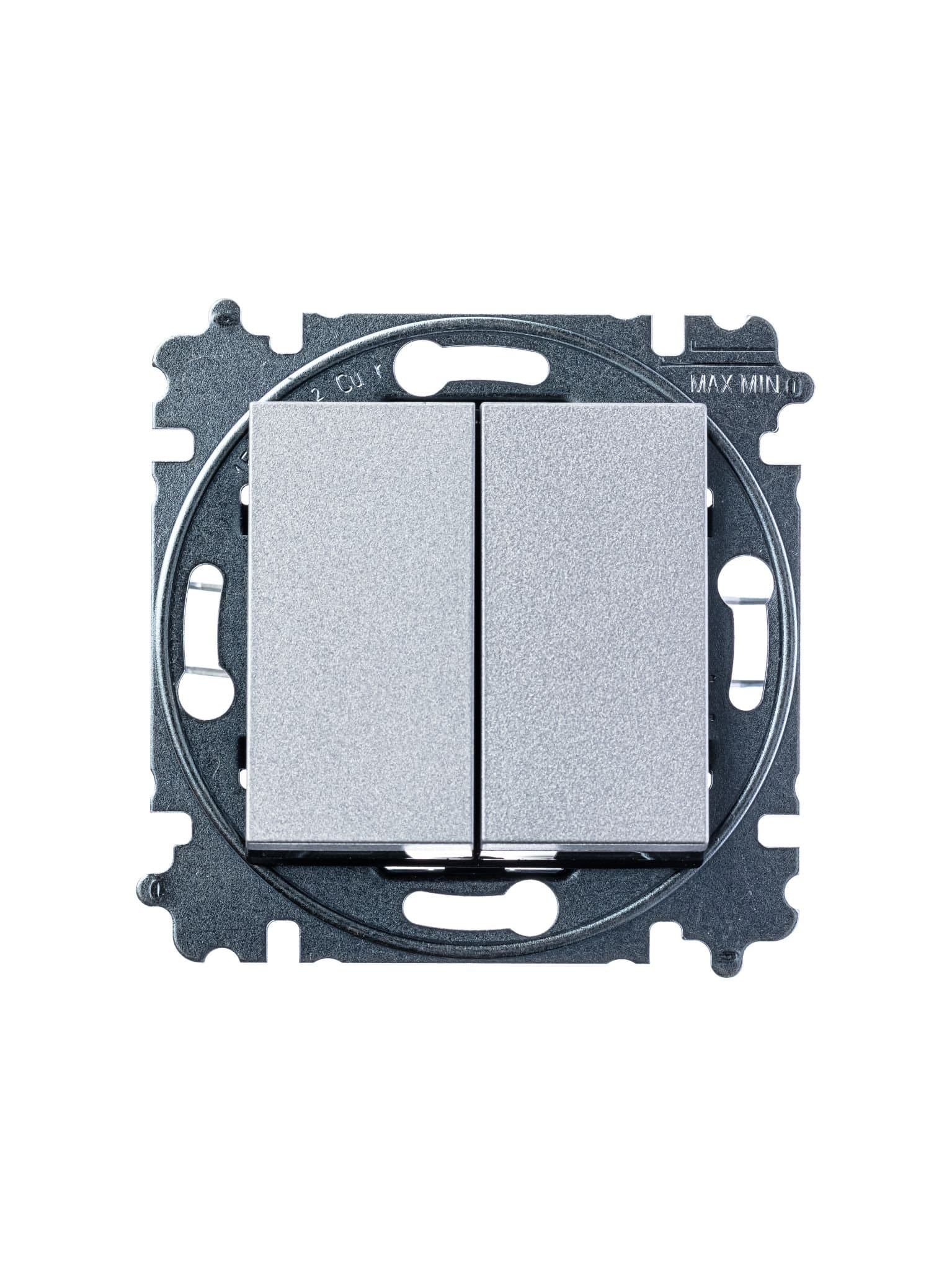 ABB EPJ Levit серебро / дымчатый чёрный Переключатель 2-клавишный 2CHH595245A6070 — миниатюра 4