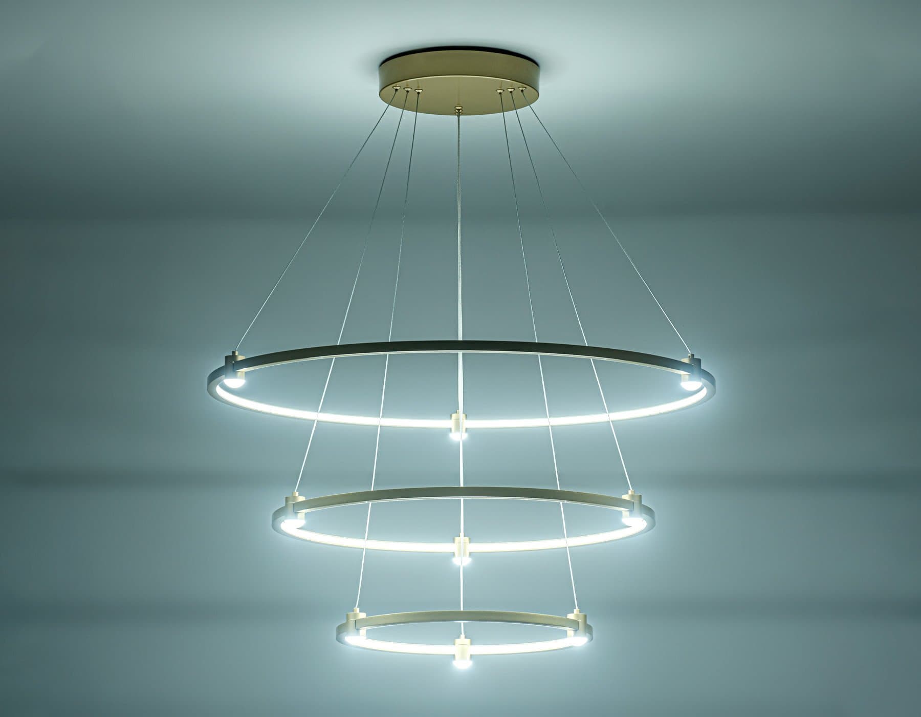 Ambrella Светильник подвесной светодиодный FL5516/3+9 GD золото 90W 3000K/4200K/6400K D800/600/400*1300 (без ПДУ) — миниатюра 5